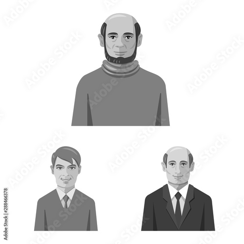 Isolated object of face and person logo. Set of face and portrait vector icon for stock.