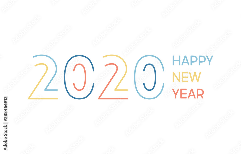 2020 Happy New Year. Logo text design. Colourful new year logo. Brochure design template, card, banner. Vector illustration. Isolated on white background 2020 Happy New Year. Logo text design. Colourful new year logo. Brochure design template, card, banner. Vector illustration. Isolated on white background