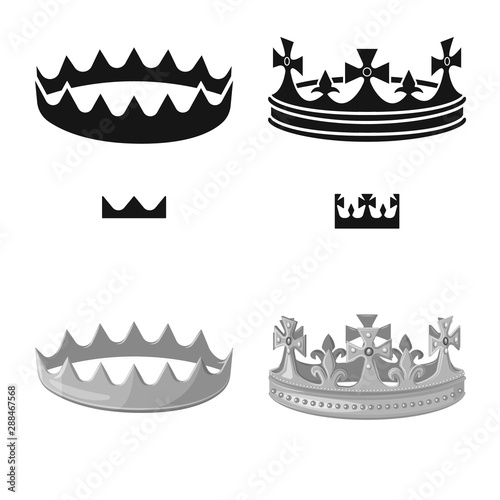 Vector illustration of medieval and nobility sign. Set of medieval and monarchy stock vector illustration.