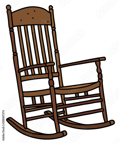 The vectorized hand drawing of an old wooden rocking chair