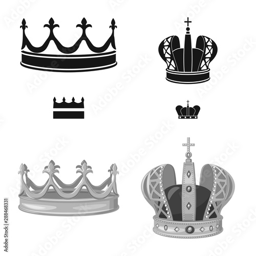 Vector illustration of medieval and nobility logo. Set of medieval and monarchy stock vector illustration.