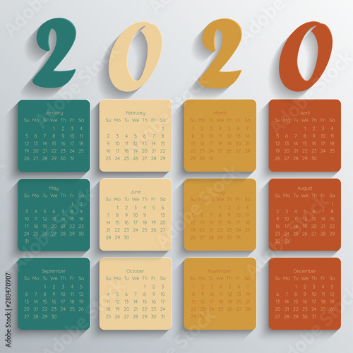 2020 Modern calendar template .Vector/illustration.