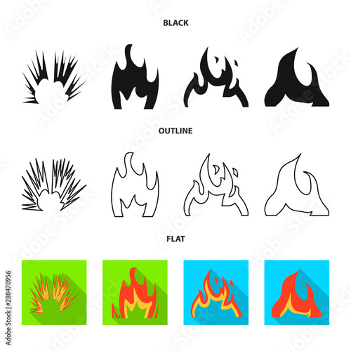 Isolated object of bright and dangerous icon. Set of bright and wildfire stock symbol for web.