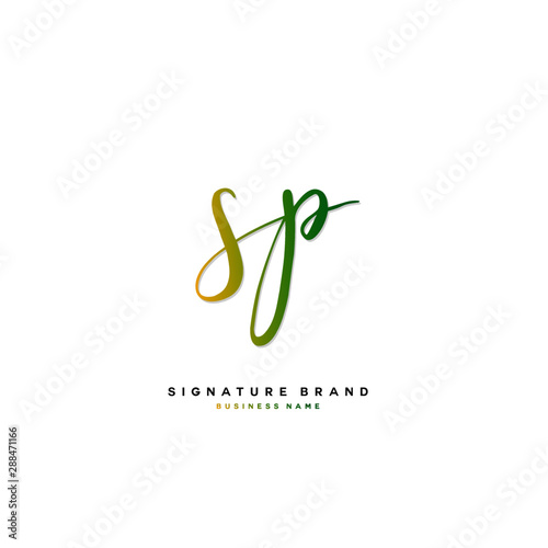 S P SP Initial letter handwriting and signature logo concept design.
