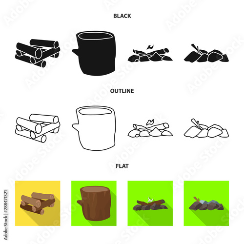 Isolated object of material and logging symbol. Collection of material and forestry vector icon for stock.