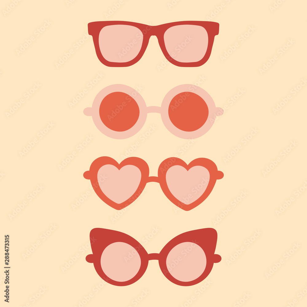 Set of four trendy sunglasses
