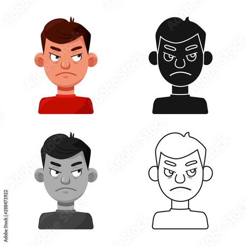 Vector design of guy and emotion icon. Set of guy and features vector icon for stock.