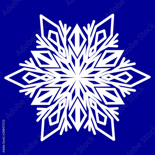Snowflakes icon graphic on a dark blue background. Snowflake icon.