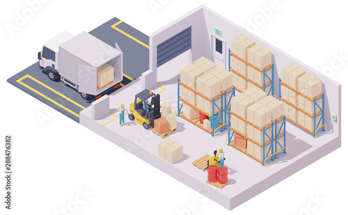 Obraz na płótnie Vector isometric warehouse interior w salonie