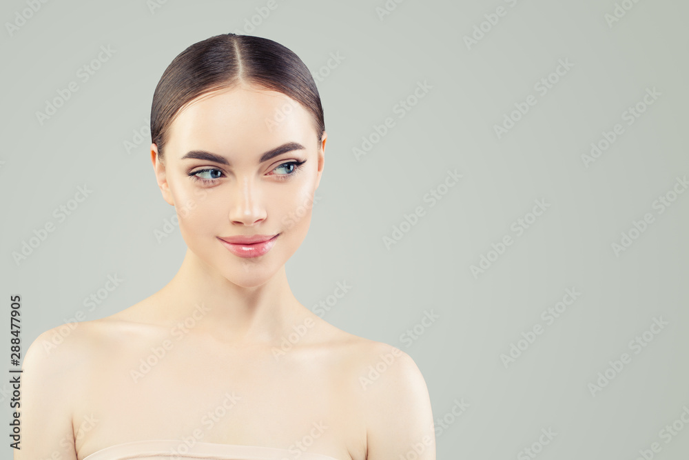 Beautiful female face close up. Natural make up, healthy skin Beautiful female face close up. Natural make up, healthy skin