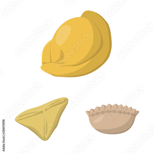 Vector design of dumplings and food sign. Collection of dumplings and stuffed stock vector illustration.