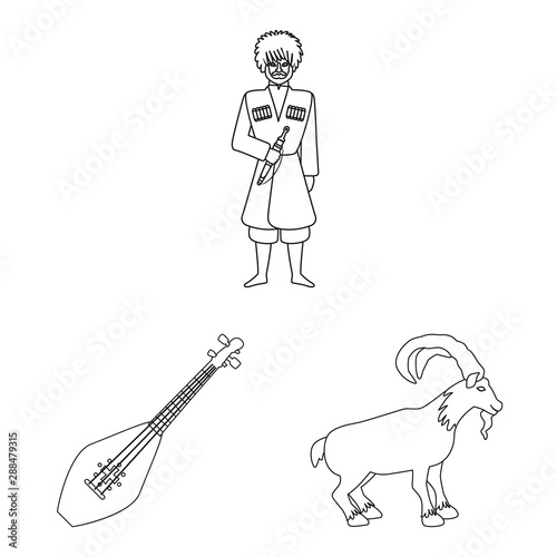 Vector illustration of traditions and national symbol. Collection of traditions and sightseeing vector icon for stock.