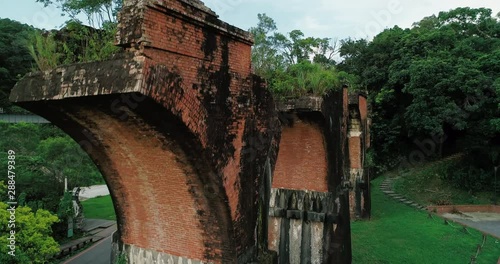 Aerial shot of Ruins of Long-teng Bridge, Miaoli County, Taiwan photo