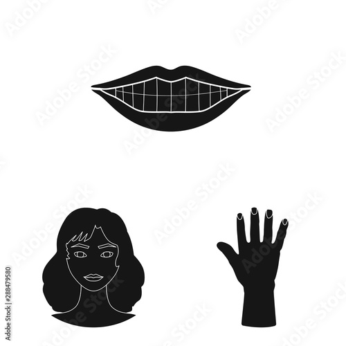 Vector design of body and part symbol. Set of body and anatomy vector icon for stock.