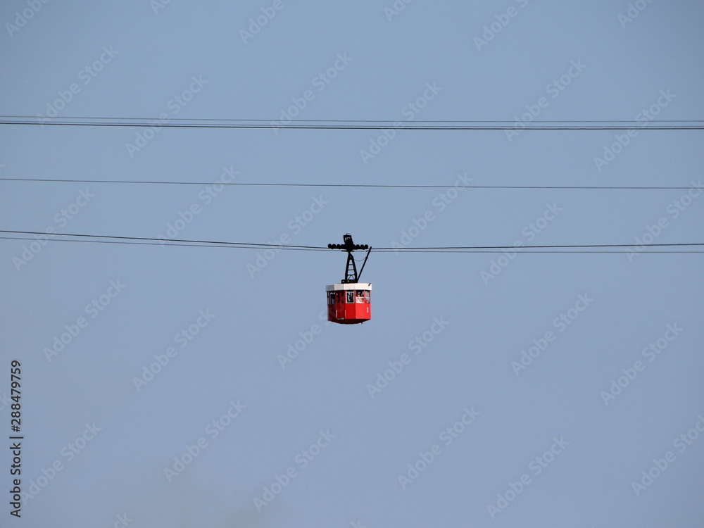 Isolated Cable Car in Barcelona with Background