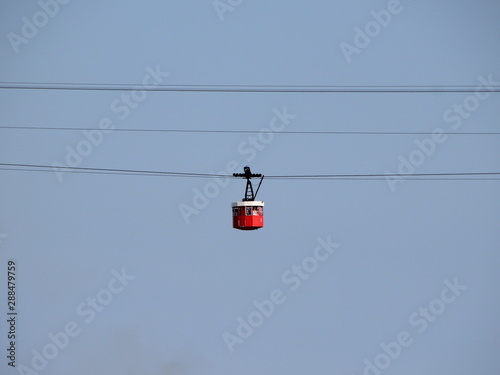 Isolated Cable Car in Barcelona with Background