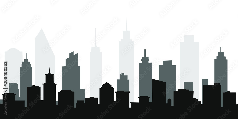 City landscape. vector illustration. Panorama urban modern city landscape with high skyscrapers.