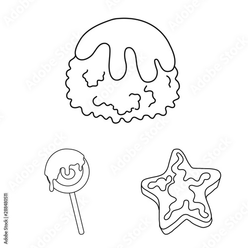 Vector design of sweet and product icon. Collection of sweet and caramel stock vector illustration.