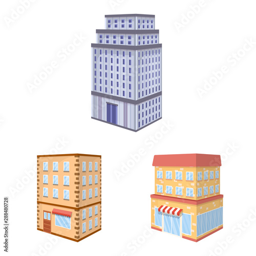 Vector design of city and build icon. Collection of city and apartment stock vector illustration.