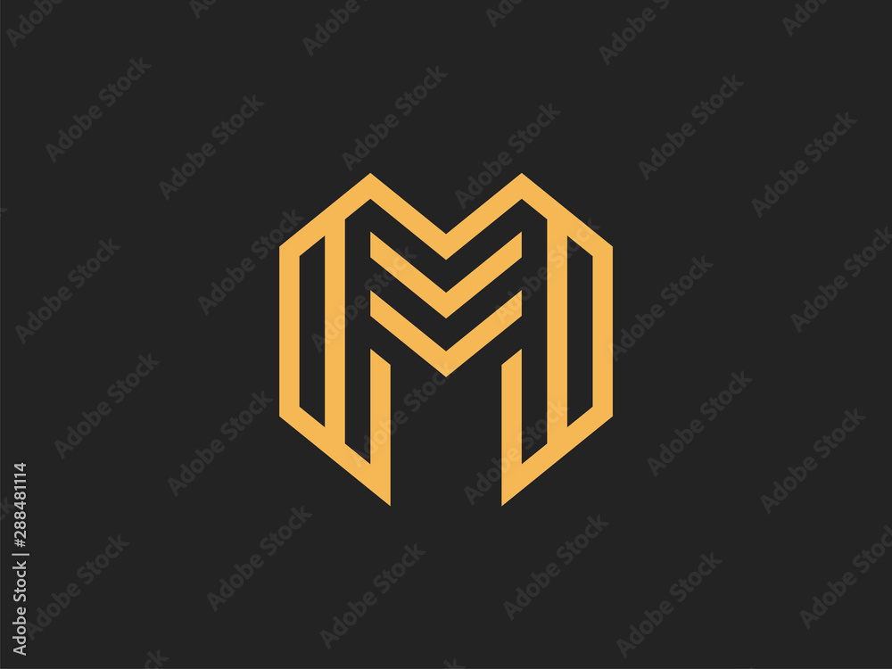 Vector template letter M. Sign in a linear style Vector template letter M. Sign in a linear style