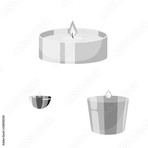Vector design of paraffin and fire icon. Set of paraffin and decoration stock symbol for web.