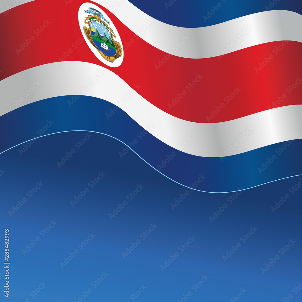 Illustration of Flag of Costa RIca waving, Happy Independence day banner, Vector