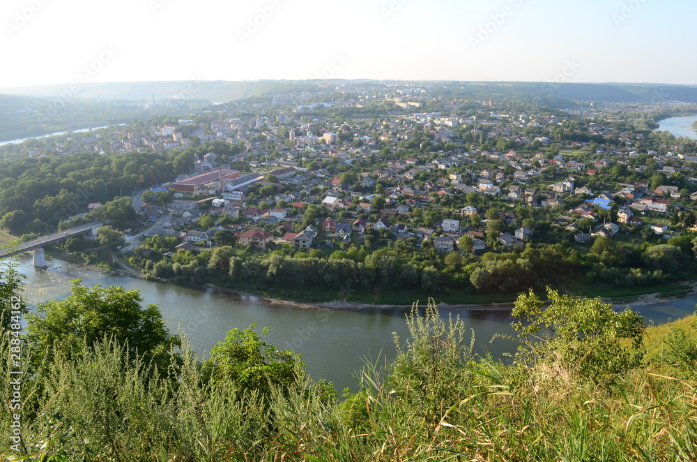 Zalishchyky town is a round island surrounded by a river