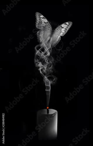candle light flying butterfly