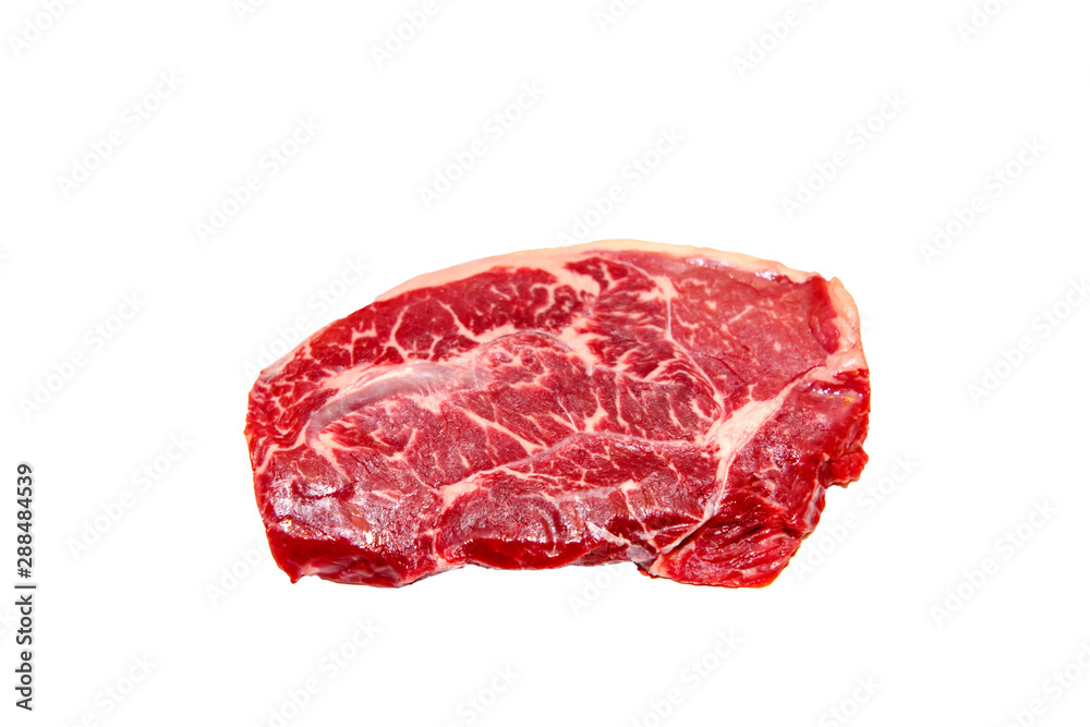 Fototapeta premium Top blade steak marbled beef on white background