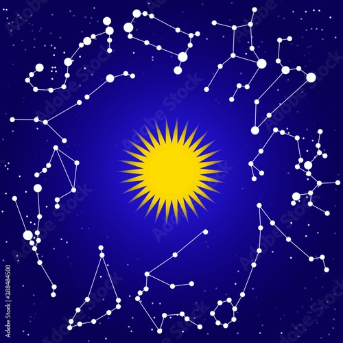 the sky background with stars and constellations