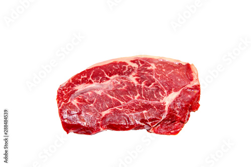 Top blade steak marbled beef on white background