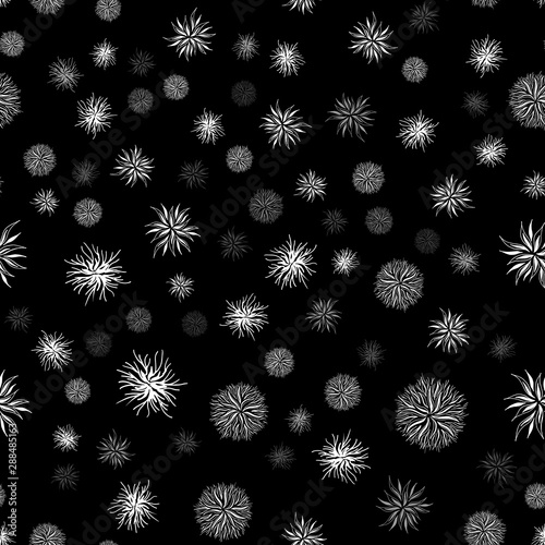 Seamless pattern of outline microbes. Isolated black simple line element illustration from a medical concept. Editable vector stroke microbe. Virus icon. Hand drawn illustration. Virus, bacteria