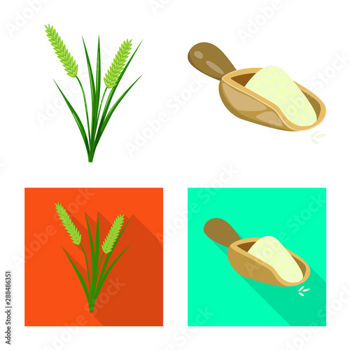 Vector design of crop and ecological symbol. Collection of crop and cooking stock vector illustration.