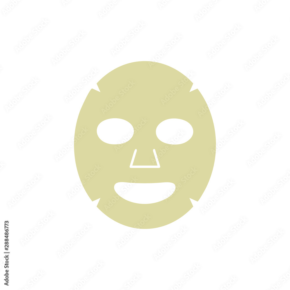 Sheet facial mask isolated on a white background. Cosmetic product for face skin care. Vector illustration in flat style Sheet facial mask isolated on a white background. Cosmetic product for face skin care. Vector illustration in flat style