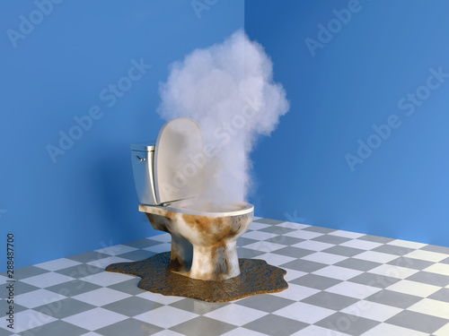 explosion in a clogged toilet