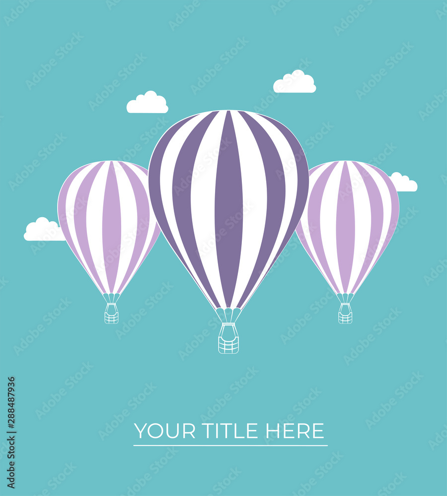 Three balloons with clouds and place for text