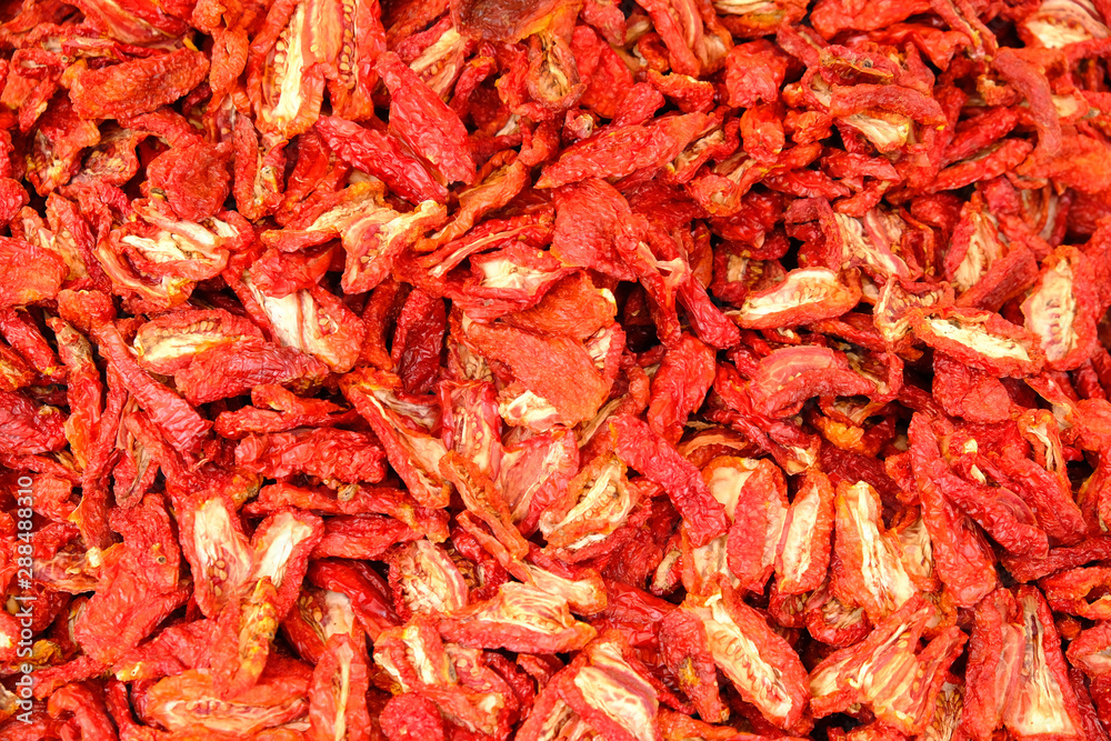 Dried Red Ripe Tomatoes Close-up For Sale At Market Dried Red Ripe Tomatoes Close-up For Sale At Market