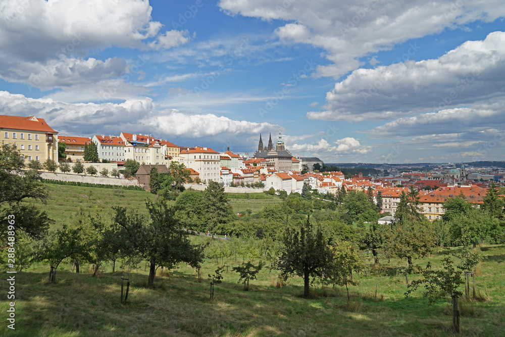 Capital city Prague panorama view with the Castle and cathedral, Czech Republic