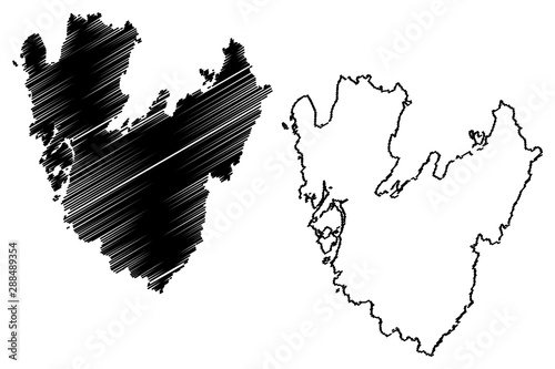 Vastra Gotaland County (Counties of Sweden, Kingdom of Sweden) map vector illustration, scribble sketch Västra Götaland map