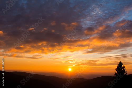 Sunset in the mountains, very intense colors