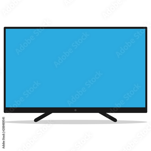 modern TV Screen or Television monitor with resolution ultra HD 4k and 16:9 aspect ratio widescreen display color flat style icon isolated on white background