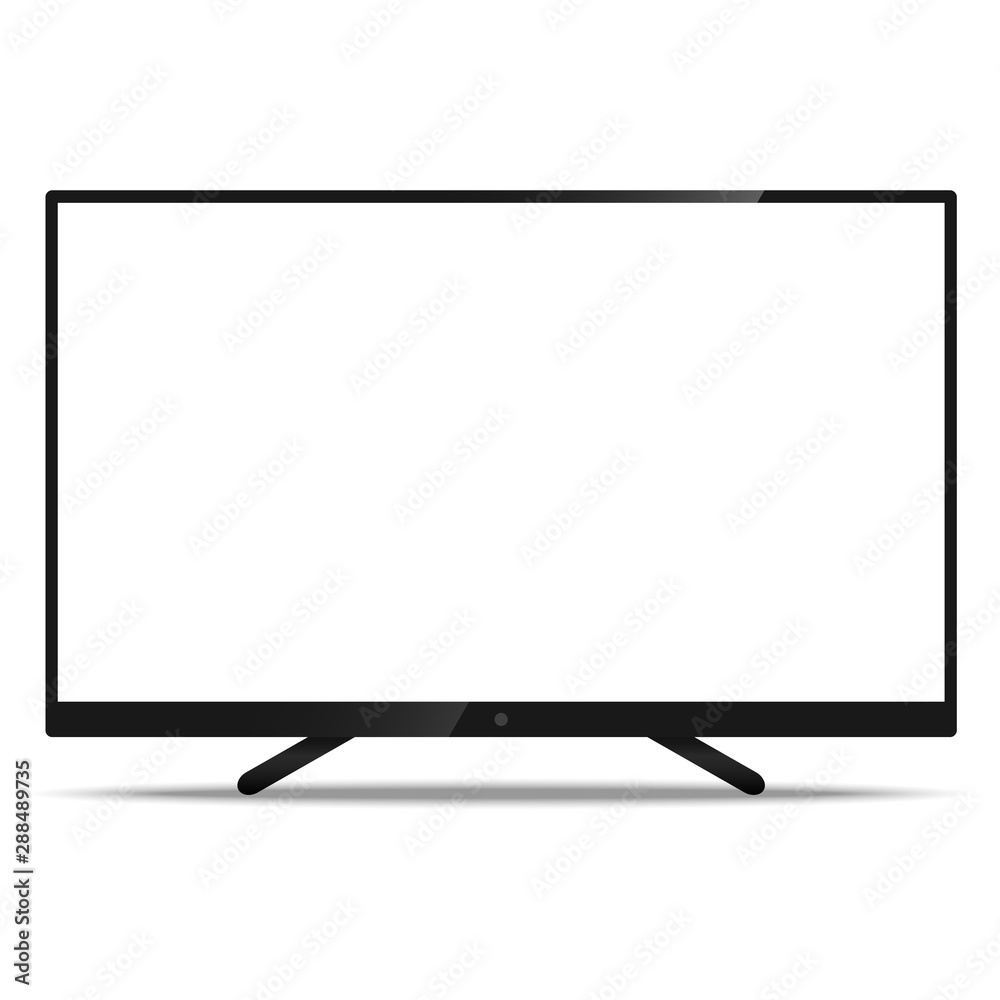 LCD TV Screen with resolution ultra HD 4k and 16:9 aspect ratio widescreen  display with a blank screen realistic style icon for web design mockup  isolated on white background. Stock Illustration