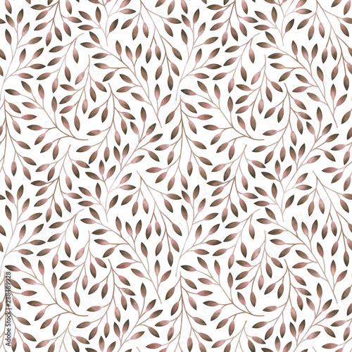 Seamless pattern with stylized leaves. Watercolor hand drawn illustration.