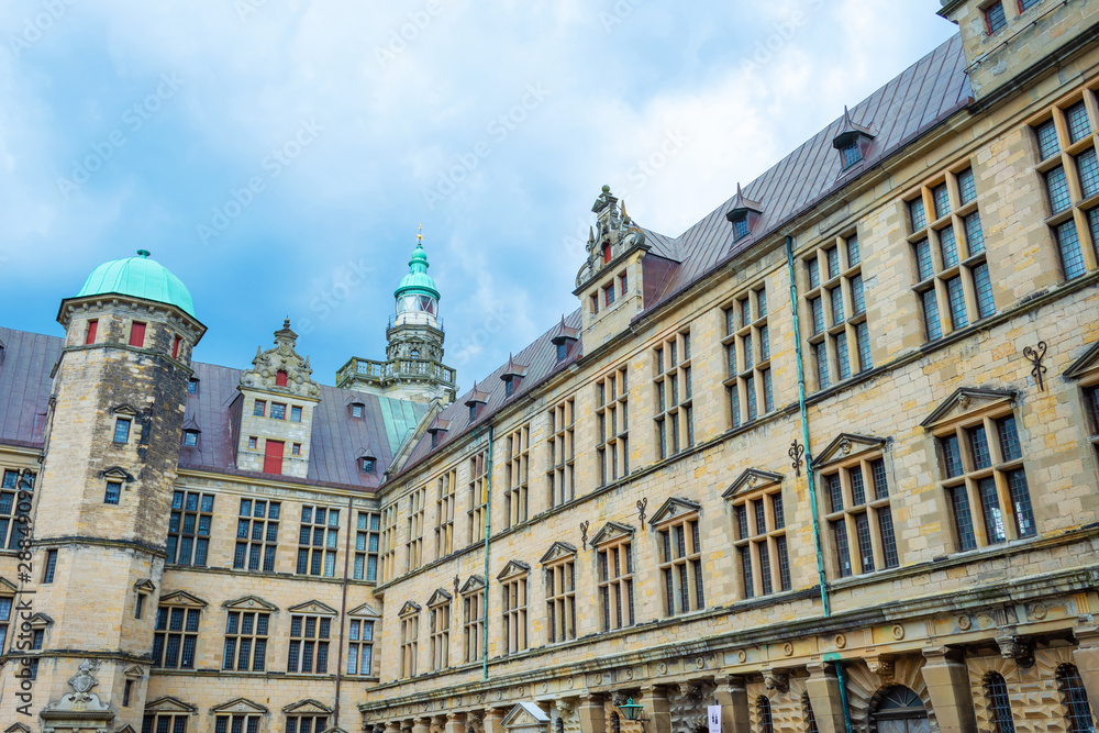 .Beautiful architecture of Kronborg castle. Denmark Landmarks Architecture