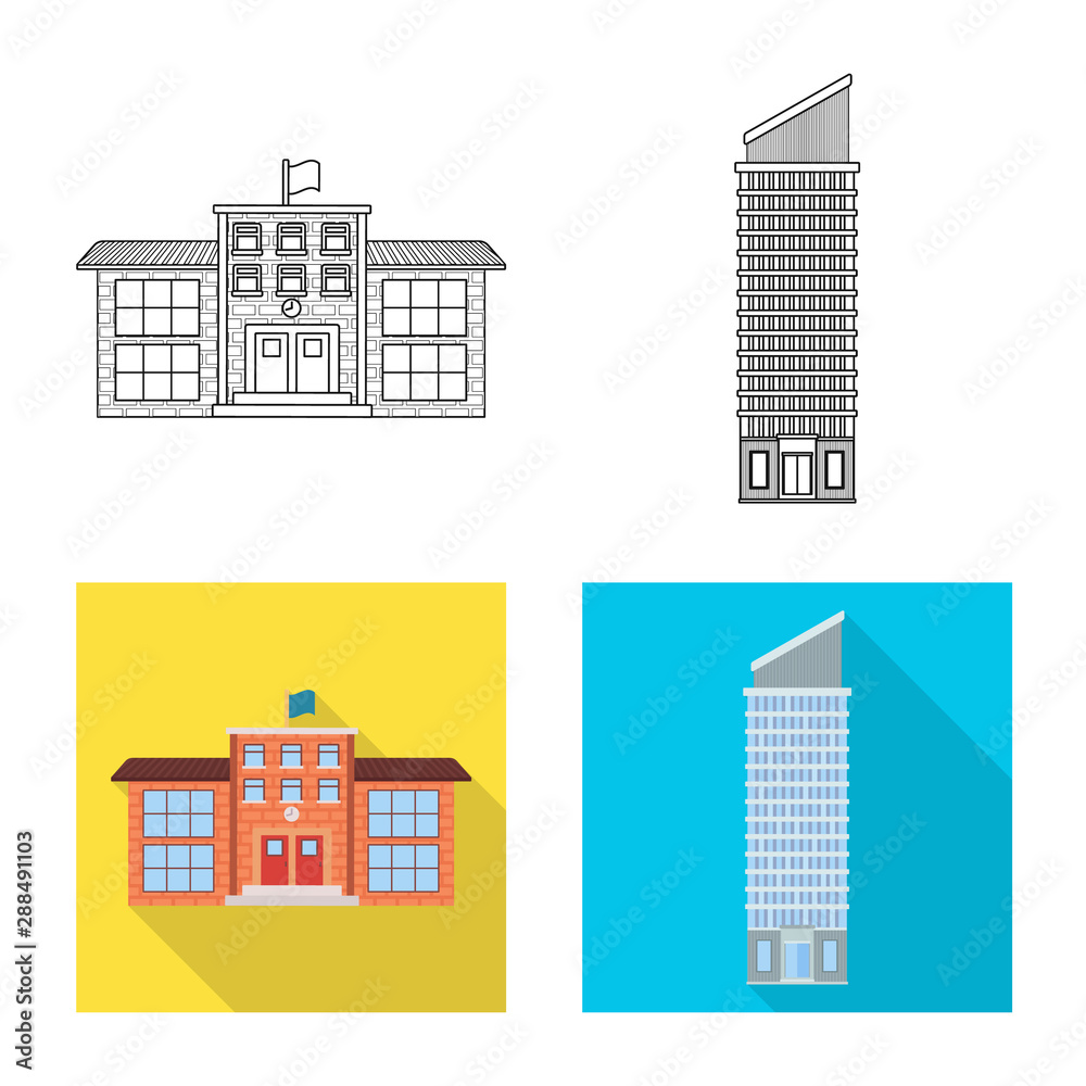 Vector design of municipal and center sign. Collection of municipal and estate stock vector illustration.