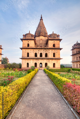 The Chattris or Cenotaphs in Orchaa were built to honour the dead ancestors of the Bundela rajas, Orchha, Madhya Pradesh, India photo