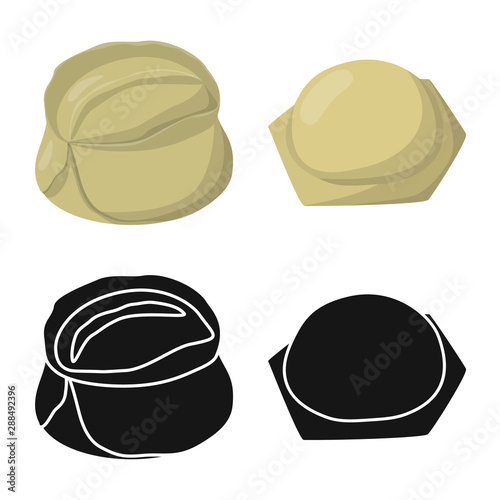 Vector design of products and cooking sign. Collection of products and appetizer stock symbol for web.