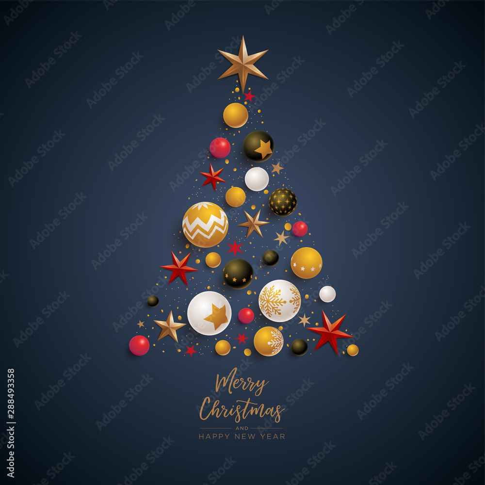 Christmas tree composition with festive decorations. Christmas tree composition with festive decorations.