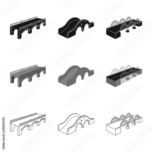 Vector illustration of connection and design icon. Set of connection and side stock vector illustration.
