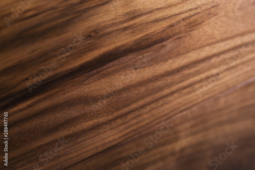closeup empty walnut table with shallow focus